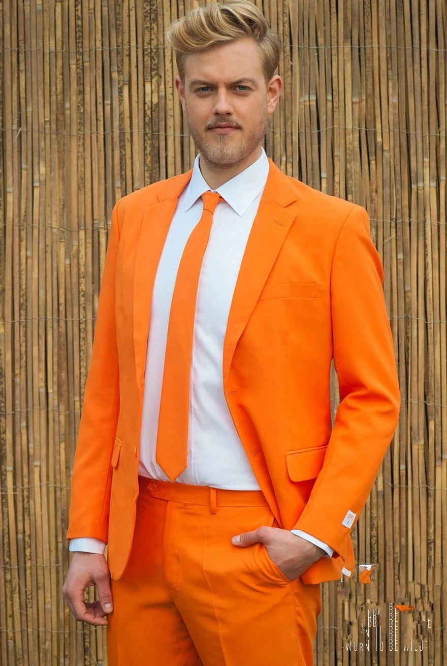 Оранжевый Мужской костюм Slim Fit, Смокинг из 2 предметов, Модные костюмы для выпускного вечера, куртка Terno Masculino + брюки