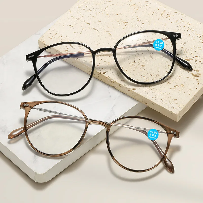 Очки для чтения женские мужские в металлической оправе с защитой от синего света Очки для чтения Модные очки для пресбиопии от + 100 до + 400 очков