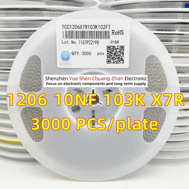 Патч-конденсатор 1206 10NF 103K 1000V 1KV Ошибка 10% Материал X7R Подлинный конденсатор (весь диск 3000 ШТ)