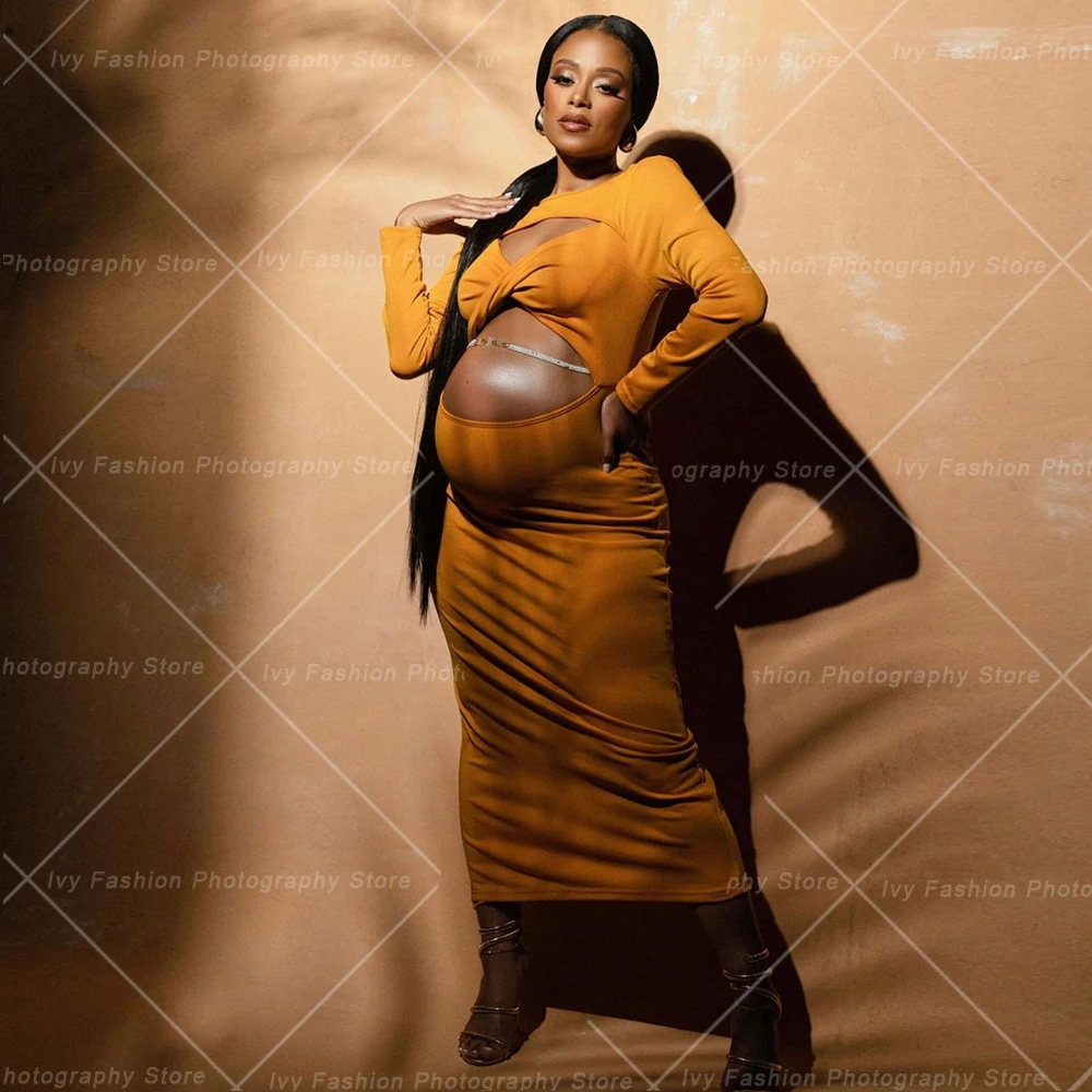 Платья для беременных для фотосессии Облегающие Макси Длинные платья из эластичной ткани с вырезами для беременных Женщин Реквизит для душа ребенка
