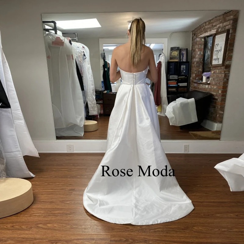 Пляжные свадебные платья Rose Moda с V-образным вырезом и разрезом спереди, свадебное платье на заказ Изображение 4 