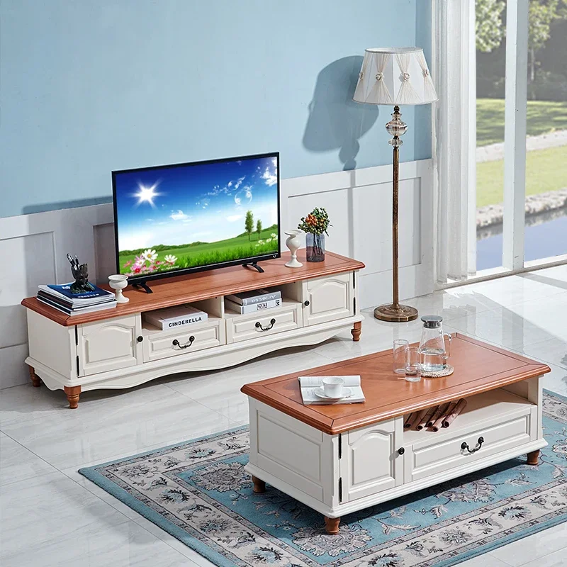 Промышленность Чайный столик из массива дерева в Средиземноморском стиле, шкаф для телевизора, Комбинированная американская мебель, Небольшой блок 1.2-
