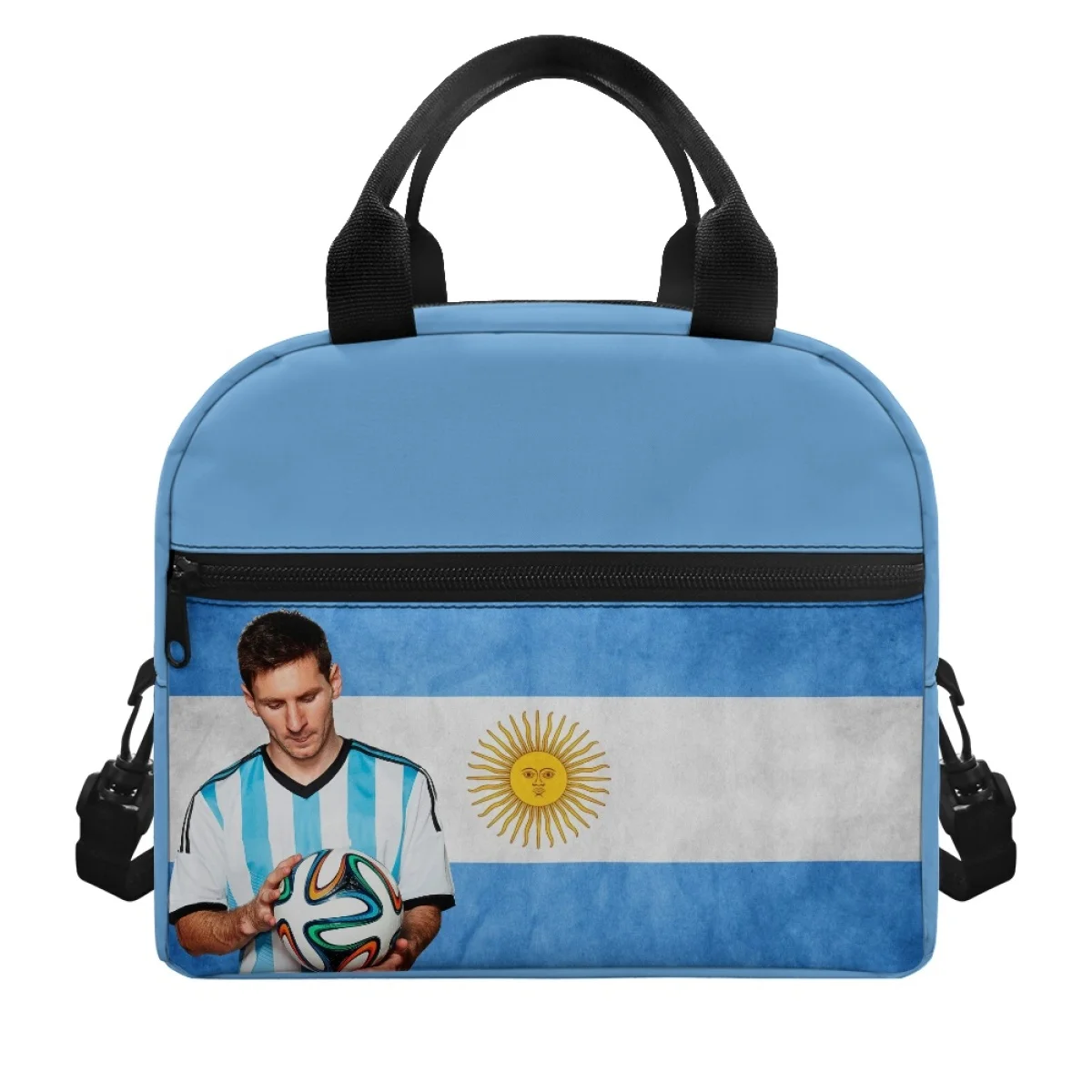 Рисунок футболиста Месси Аргентина Женская вместительная изолированная сумка для ланча Дорожные студенческие сумки Ткань Нежная, не выцветает