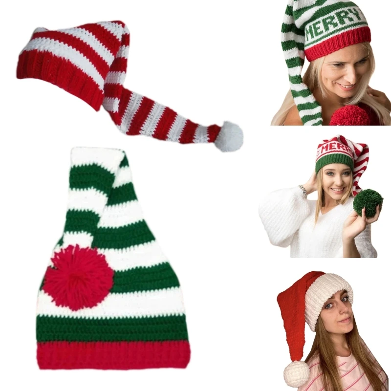 Рождественская Вечеринка Шляпа Сантаклаус Теплая Вязаная Праздничная Шляпа Семейный Фестиваль Головные Уборы Оптом