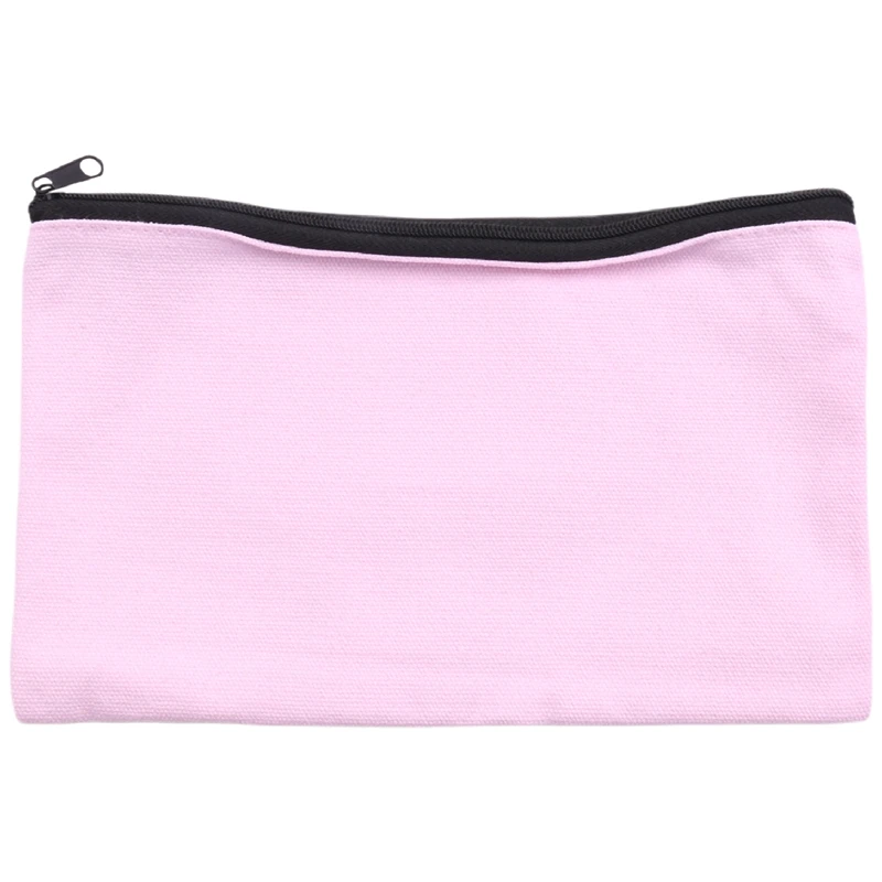 Розовая холщовая косметичка, объемные косметические сумки с многоцветной застежкой-молнией, холщовый пенал на молнии, поделки своими руками