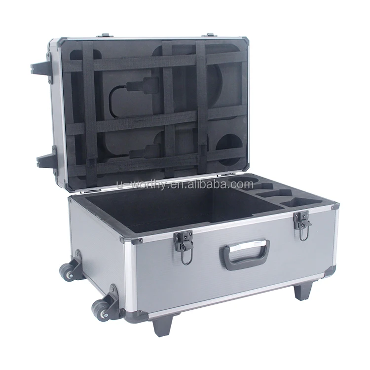 Сделано в Китае Производитель Нинбо Модная Портативная алюминиевая коробка для упаковки инструментов с тележкой и колесами