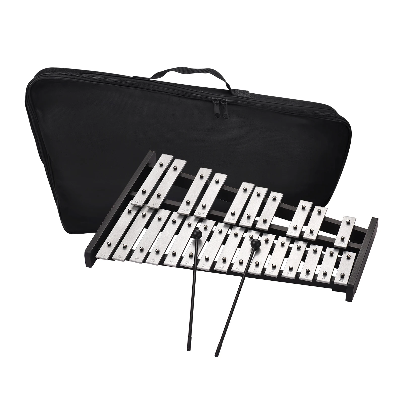 Складной 25-нотный ксилофон Glockenspiel в деревянной раме с алюминиевыми стержнями Музыкальный инструмент в подарок с сумкой для переноски Изображение 2 
