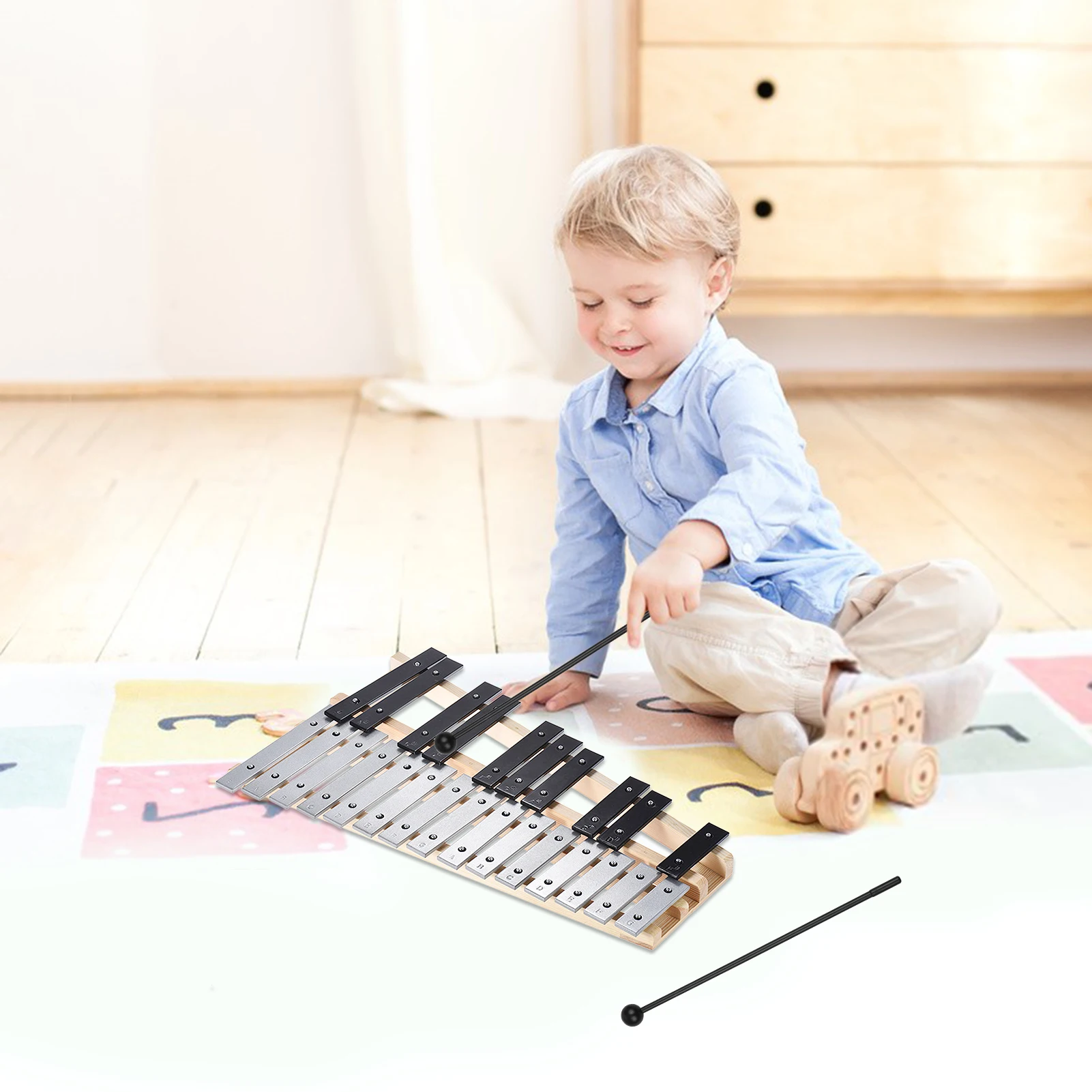 Складной 25-нотный ксилофон Glockenspiel в деревянной раме с алюминиевыми стержнями Музыкальный инструмент в подарок с сумкой для переноски Изображение 5 