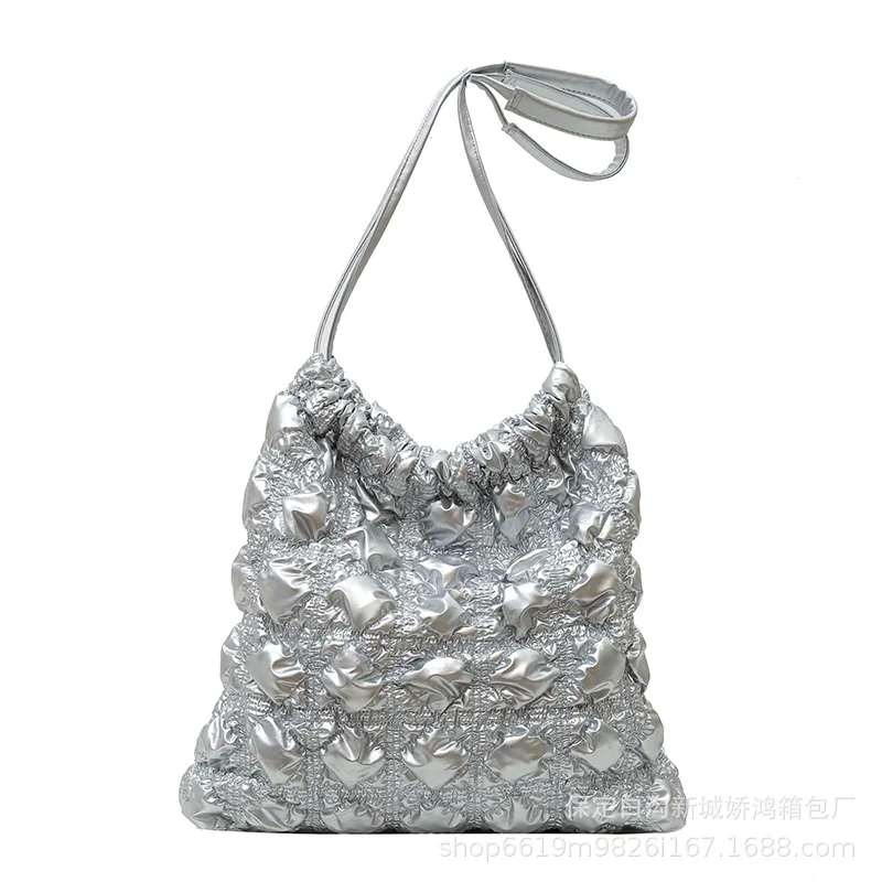 Сумка-мешок Lingge в Корейском стиле 2023, Осенне-зимняя мода, сумка-облако в сложенном виде, Сумки для покупок через плечо на одно плечо Изображение 1 