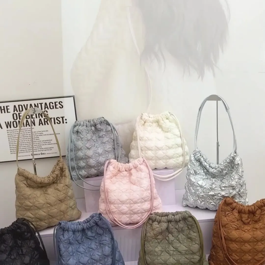Сумка-мешок Lingge в Корейском стиле 2023, Осенне-зимняя мода, сумка-облако в сложенном виде, Сумки для покупок через плечо на одно плечо Изображение 2 