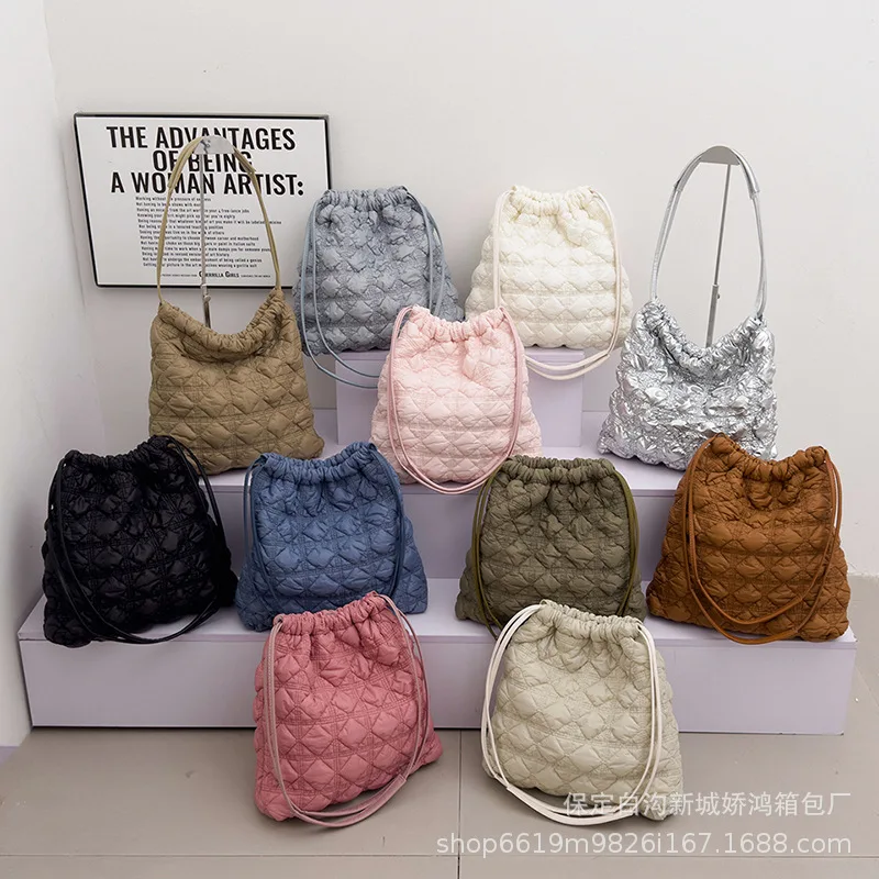Сумка-мешок Lingge в Корейском стиле 2023, Осенне-зимняя мода, сумка-облако в сложенном виде, Сумки для покупок через плечо на одно плечо Изображение 3 