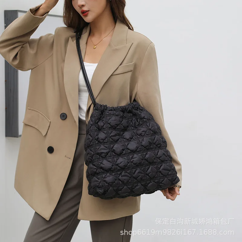Сумка-мешок Lingge в Корейском стиле 2023, Осенне-зимняя мода, сумка-облако в сложенном виде, Сумки для покупок через плечо на одно плечо Изображение 5 