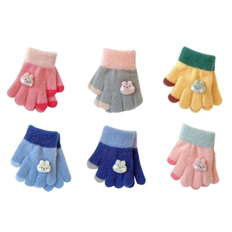 Теплые перчатки, зимние холодные утолщенные детские перчатки с полными пальцами для мальчиков и девочек, прямая поставка