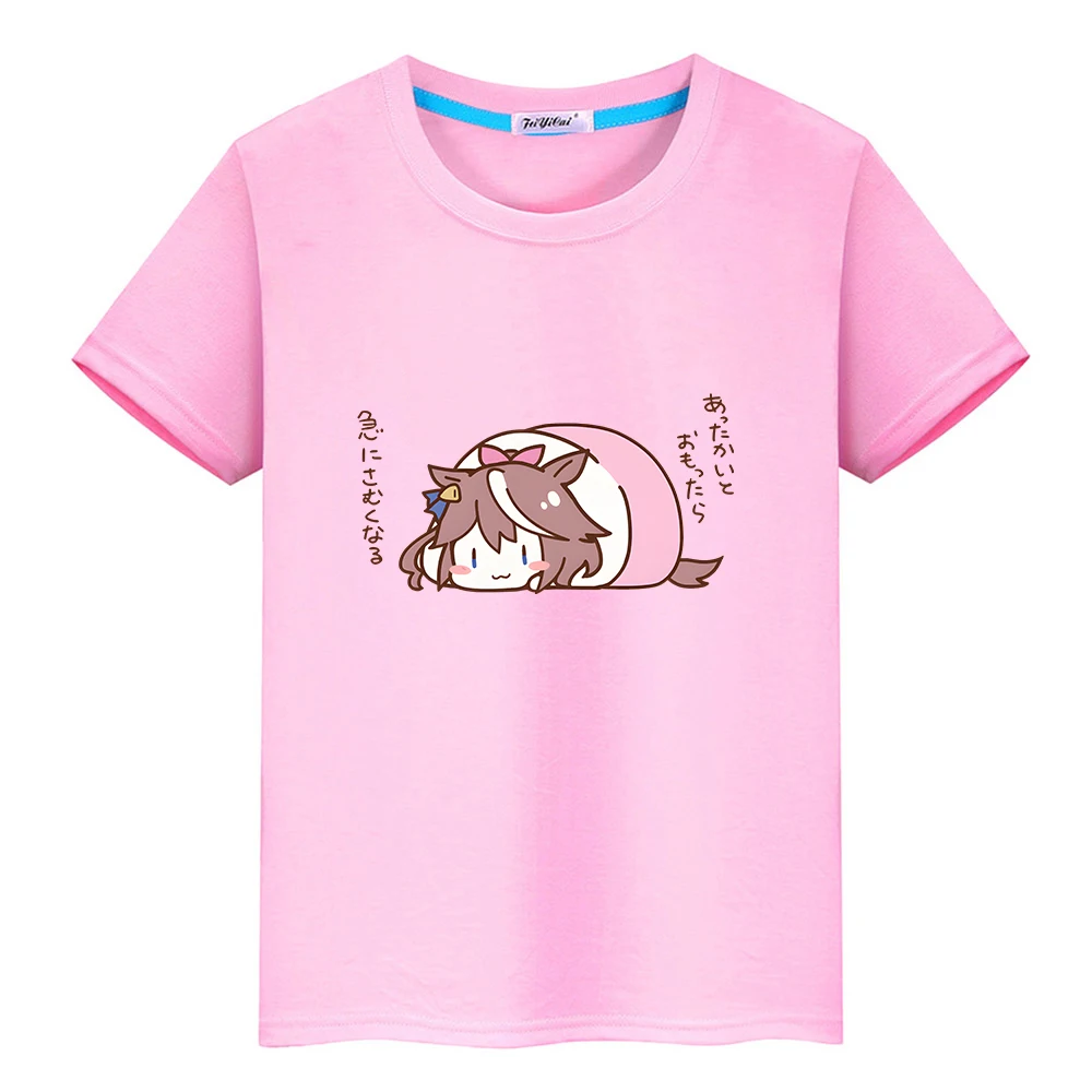 Ума Мусуме, милая футболка в стиле милого Дерби, 100% Хлопок, Удобная детская футболка, Футболки с рисунком Каваи, Футболки для мальчиков и девочек