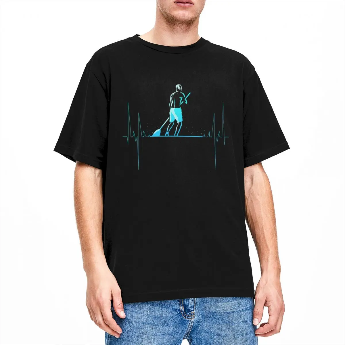 Футболка Stand Up Paddle SUP Heartbeat, мерч для мужчин и женщин, винтажная футболка из чистого хлопка с круглым вырезом, одежда с коротким рукавом, большой размер