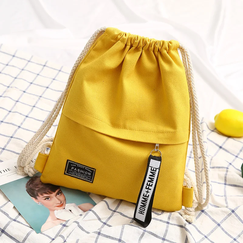 Холщовый рюкзак на шнурке, модная школьная сумка для спортзала, повседневный рюкзак на шнурке, школьный рюкзак для женщин-подростков