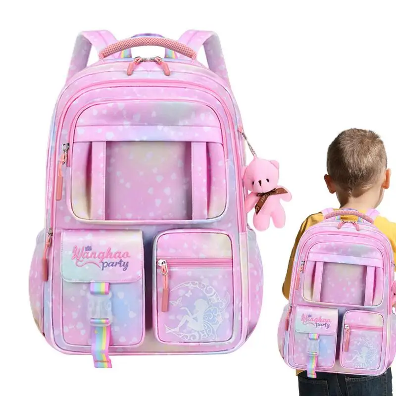Школьные сумки для девочек, 18-дюймовые детские рюкзаки для девочек, рюкзаки для защиты позвоночника большой емкости для школы Изображение 0 