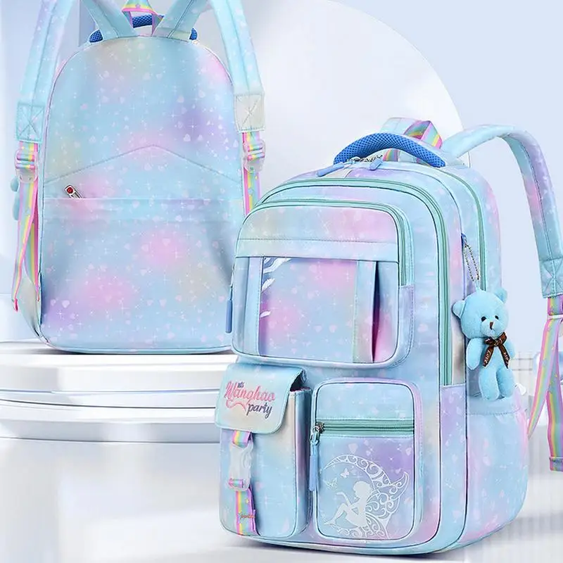 Школьные сумки для девочек, 18-дюймовые детские рюкзаки для девочек, рюкзаки для защиты позвоночника большой емкости для школы Изображение 4 