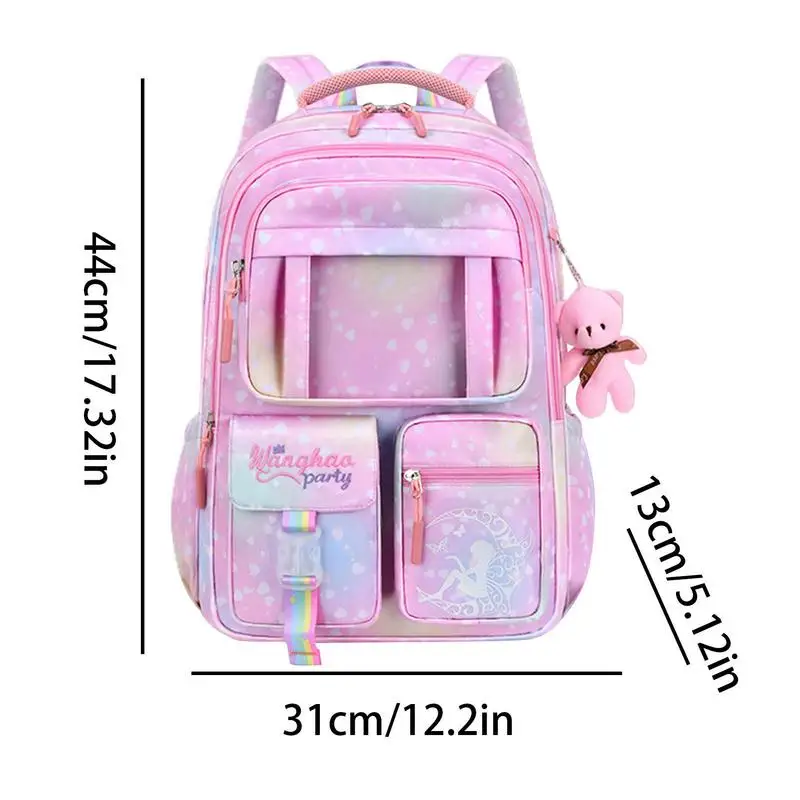 Школьные сумки для девочек, 18-дюймовые детские рюкзаки для девочек, рюкзаки для защиты позвоночника большой емкости для школы Изображение 5 