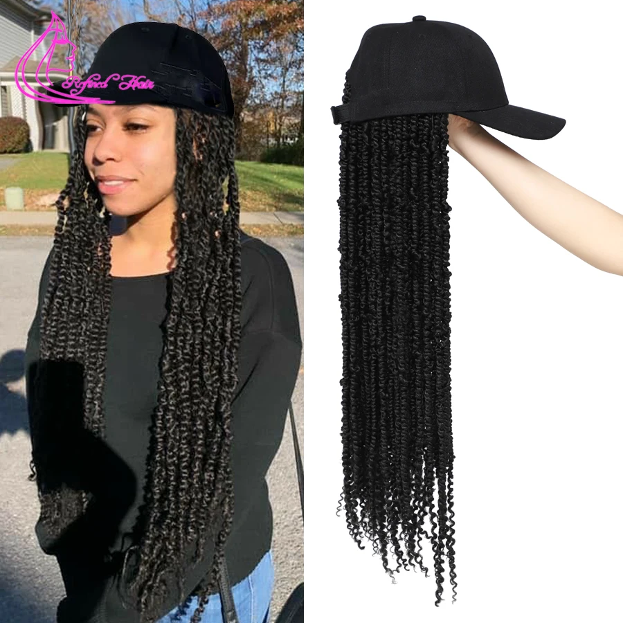 Шляпы-парики с завитками Passion Twist для черных женщин и девочек, синтетические плетеные парики 14-22 дюймов, Омбре, коричневый, красный Изображение 0 
