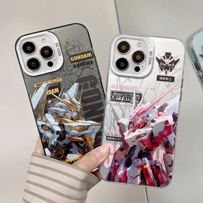 Японский аниме робот Гандам Чехол для телефона Чехол для телефона для iPhone 15 14 13 12 11 Pro Max с мультяшным покрытием силиконовый чехол Funda Shell
